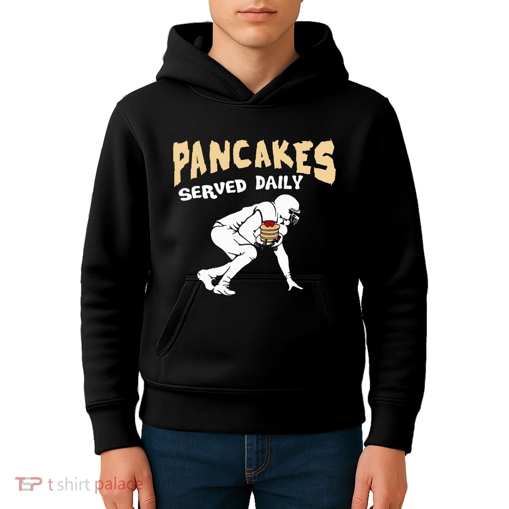 Pancakes Served Daily For Offensive Lineman & Football Lover Kids Hoodie