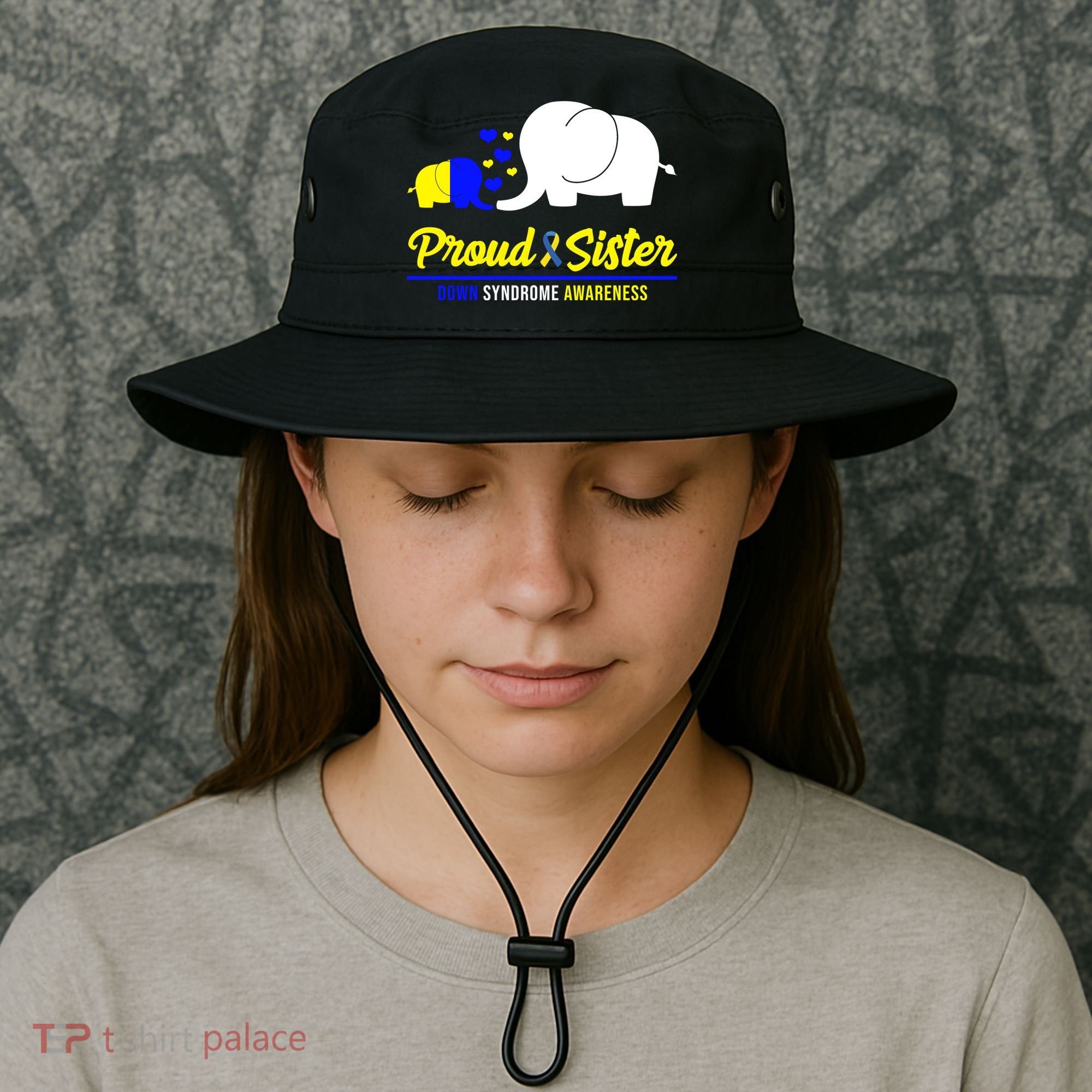 Proud Sister Down Syndrome Awareness Elephant Bucket Hat
