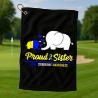 Proud Sister Down Syndrome Awareness Elephant Golf Towel thumb 1
