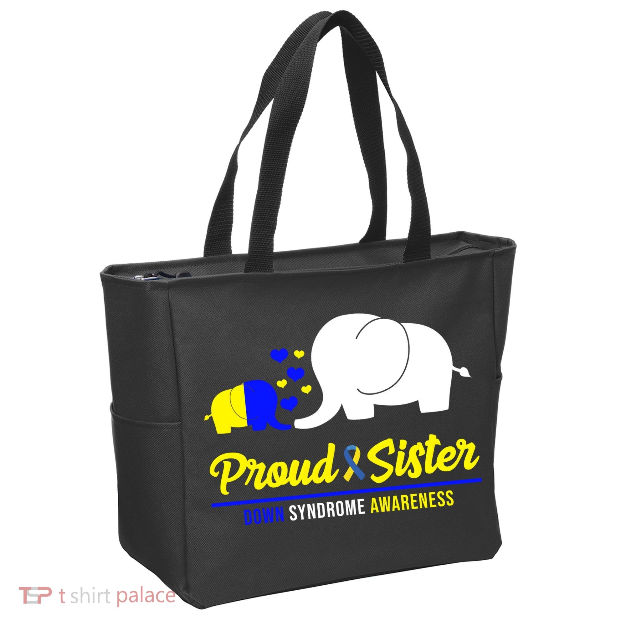 Proud Sister Down Syndrome Awareness Elephant Tote Bag