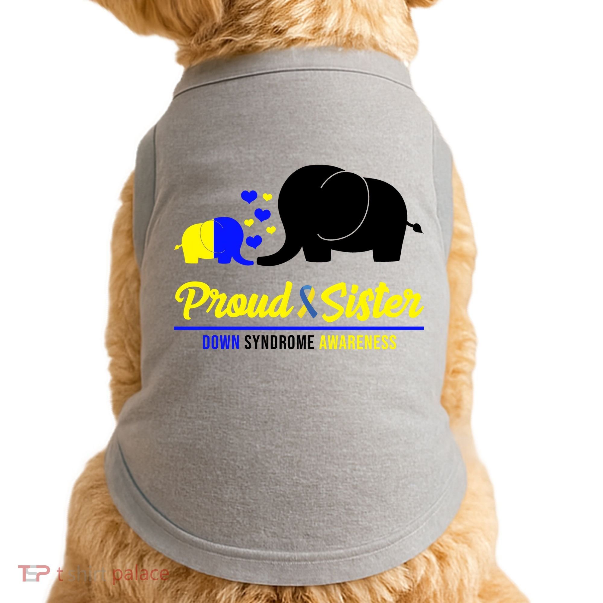 Proud Sister Down Syndrome Awareness Elephant Doggie Tank