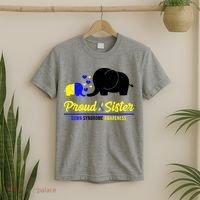 Proud Sister Down Syndrome Awareness Elephant T-Shirt thumb 2