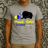 Proud Sister Down Syndrome Awareness Elephant T-Shirt thumb 3