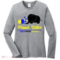 Proud Sister Down Syndrome Awareness Elephant Women's Long Sleeve Shirt thumb 0