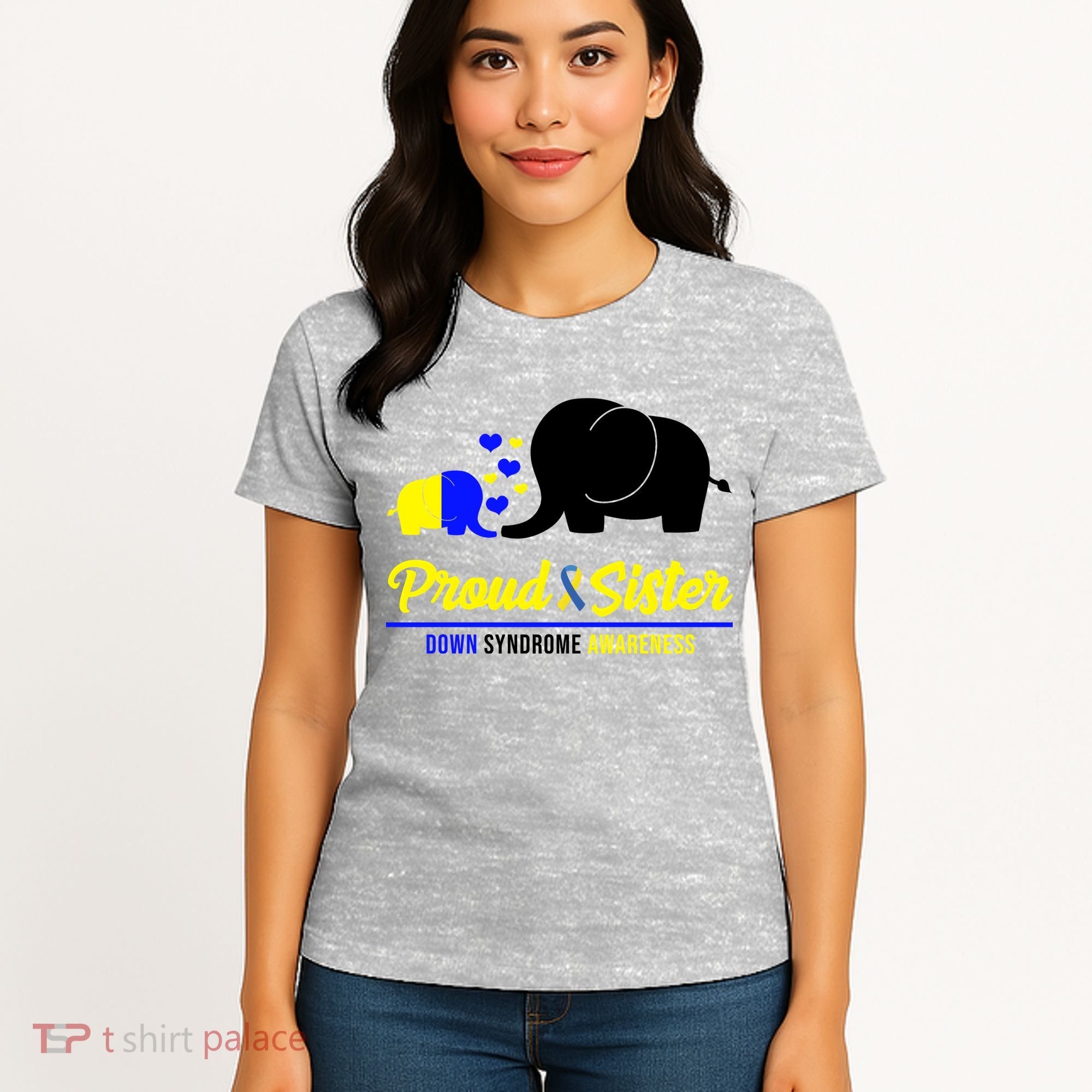 Proud Sister Down Syndrome Awareness Elephant Women's T-Shirt