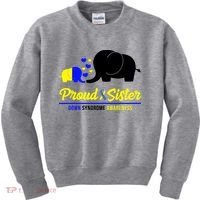 Proud Sister Down Syndrome Awareness Elephant Kids Sweatshirt thumb 0
