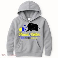 Proud Sister Down Syndrome Awareness Elephant Kids Hoodie thumb 0