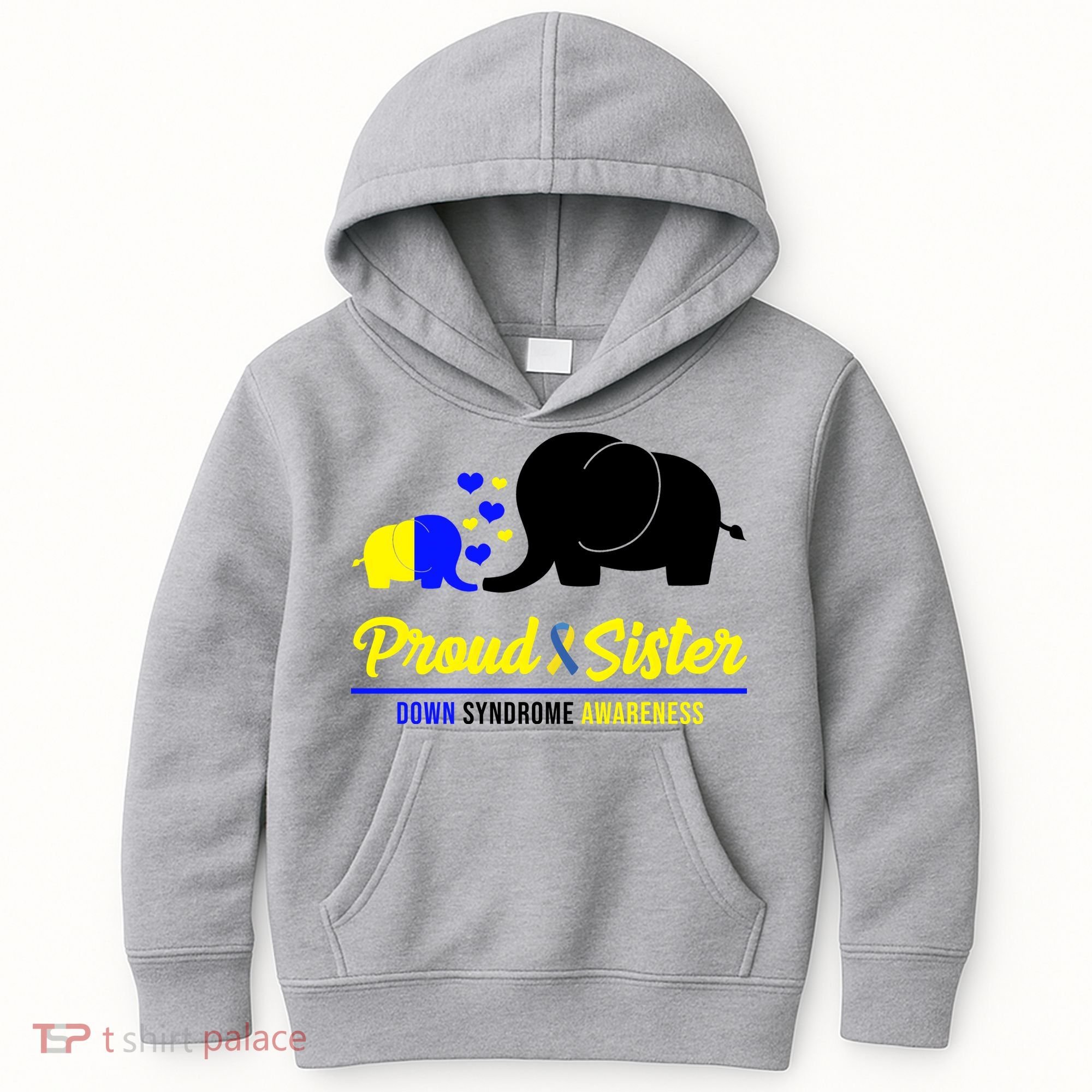 Proud Sister Down Syndrome Awareness Elephant Kids Hoodie