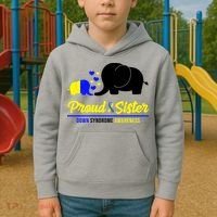Proud Sister Down Syndrome Awareness Elephant Kids Hoodie thumb 2