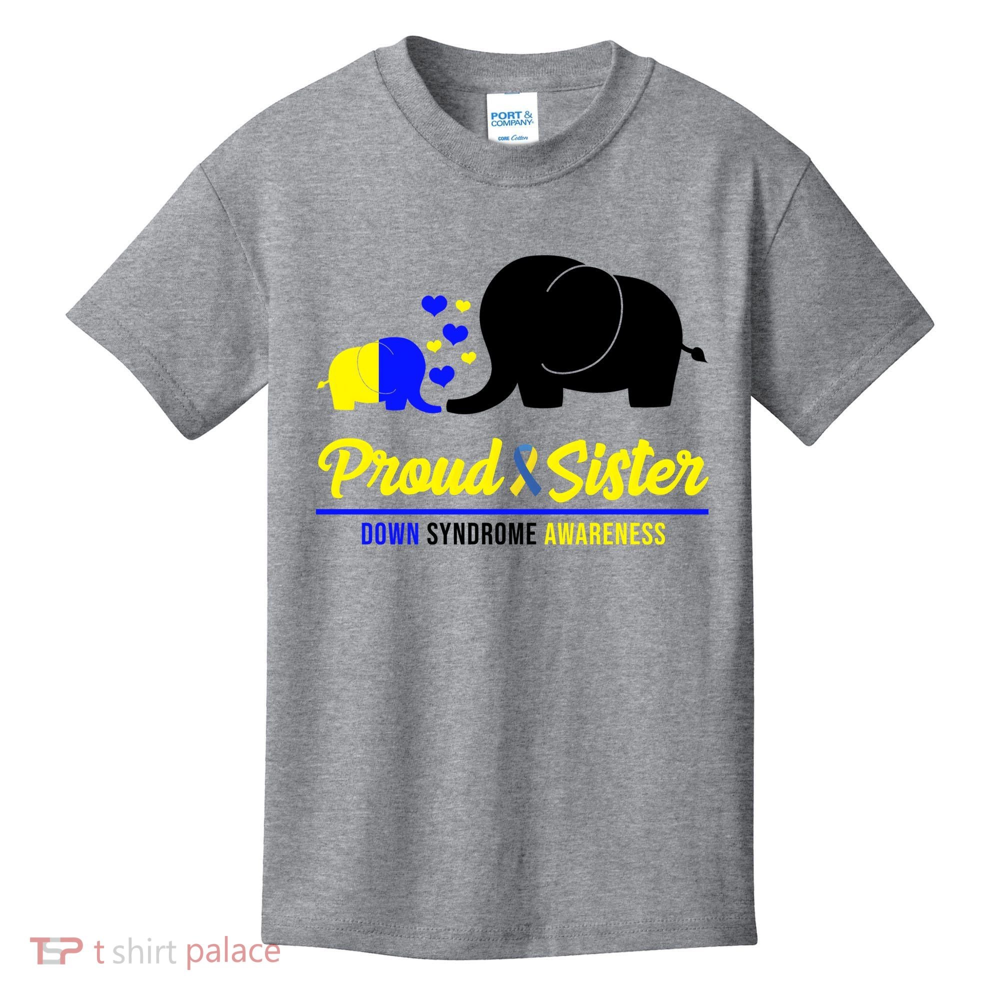 Proud Sister Down Syndrome Awareness Elephant Kids T-Shirt
