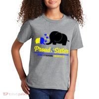 Proud Sister Down Syndrome Awareness Elephant Kids T-Shirt thumb 2