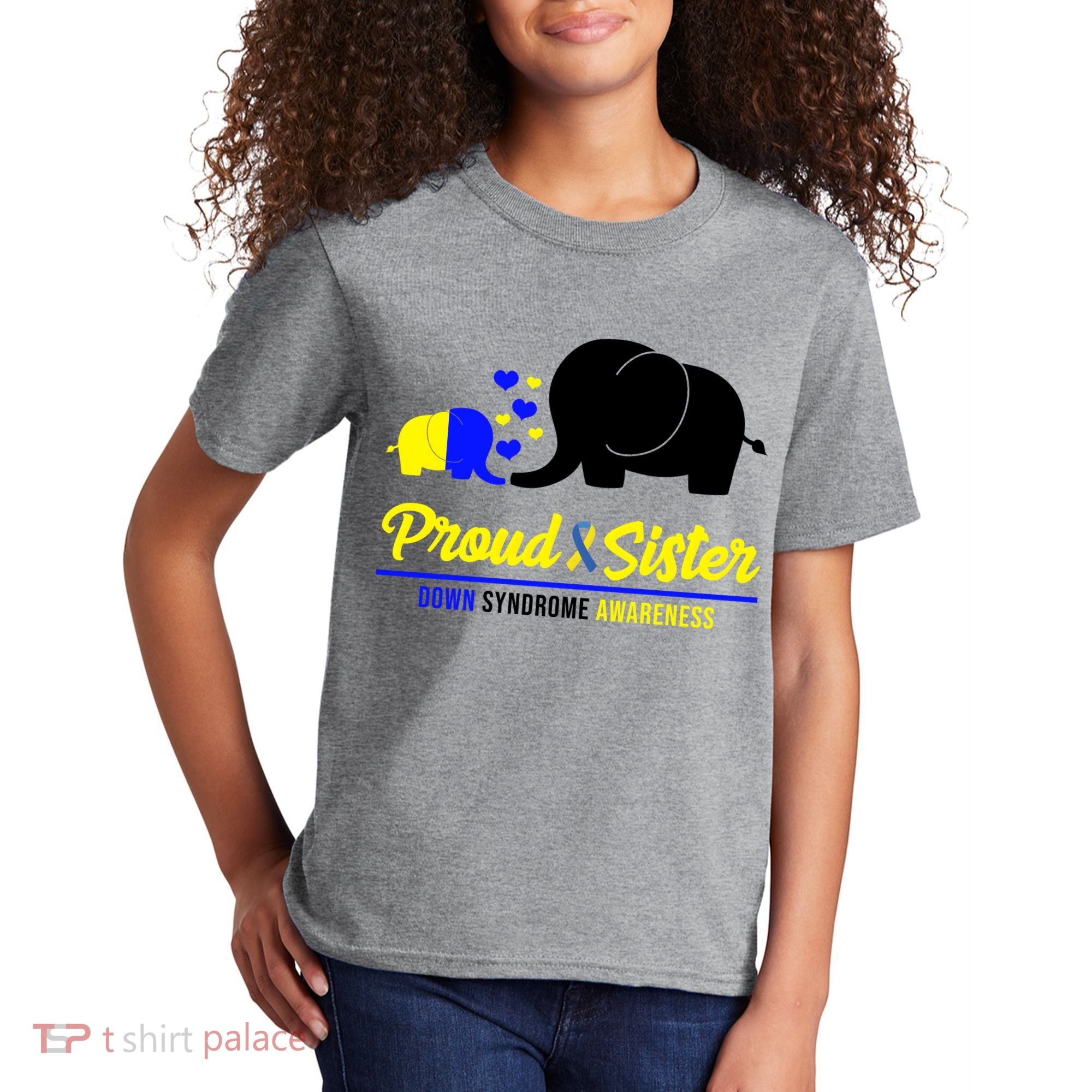 Proud Sister Down Syndrome Awareness Elephant Kids T-Shirt