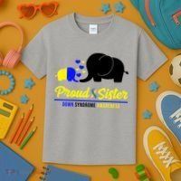 Proud Sister Down Syndrome Awareness Elephant Kids T-Shirt thumb 3
