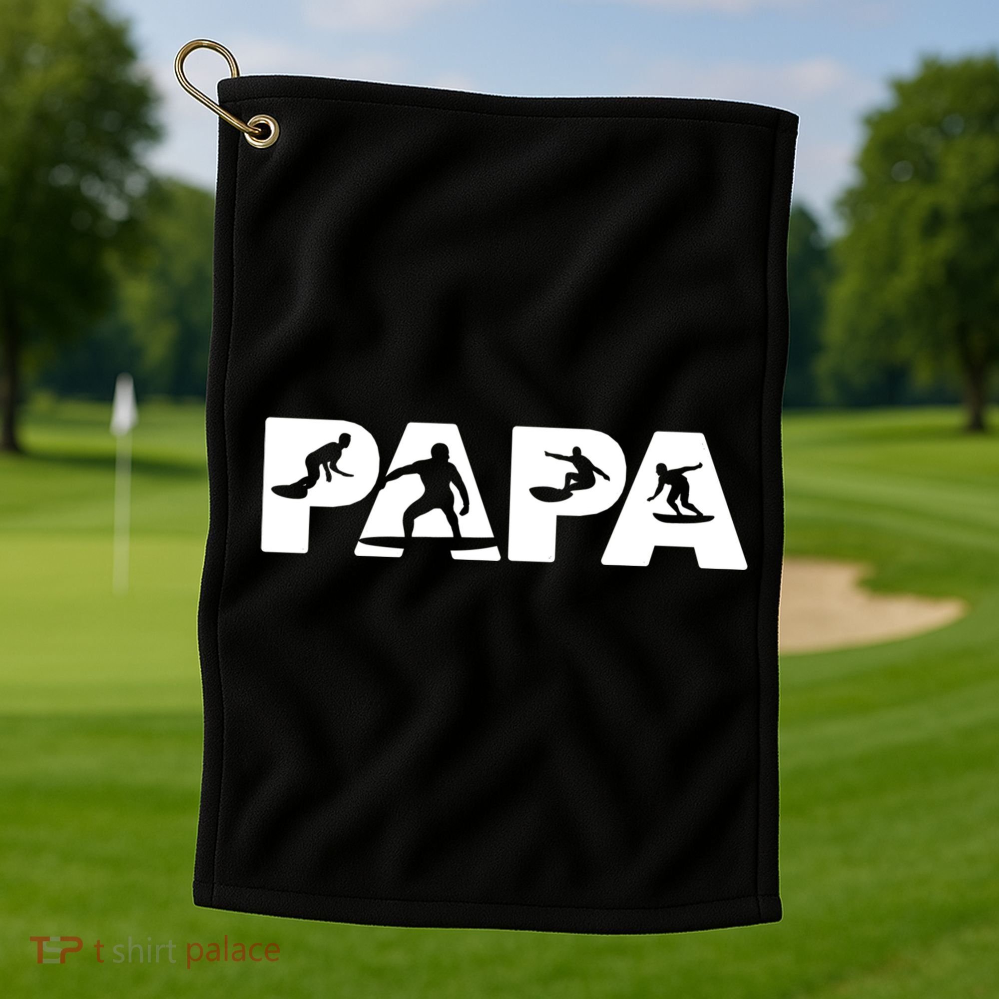 Papa Surf Dad Funny Papa Surfing Fathers Day Funny Gift Golf Towel