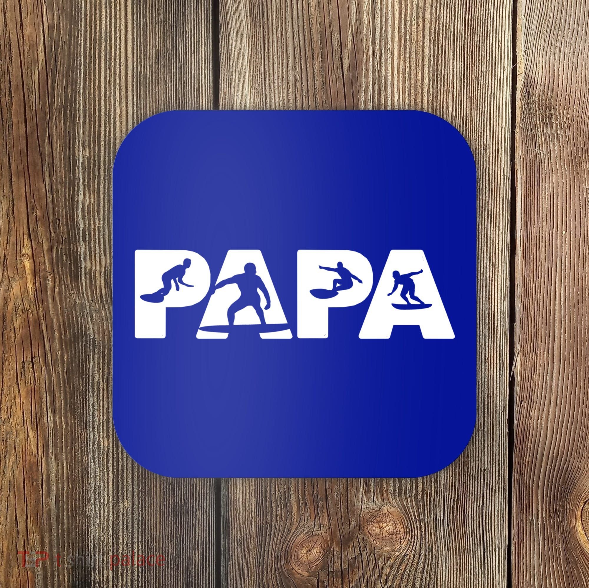 Papa Surf Dad Funny Papa Surfing Fathers Day Funny Gift Coaster