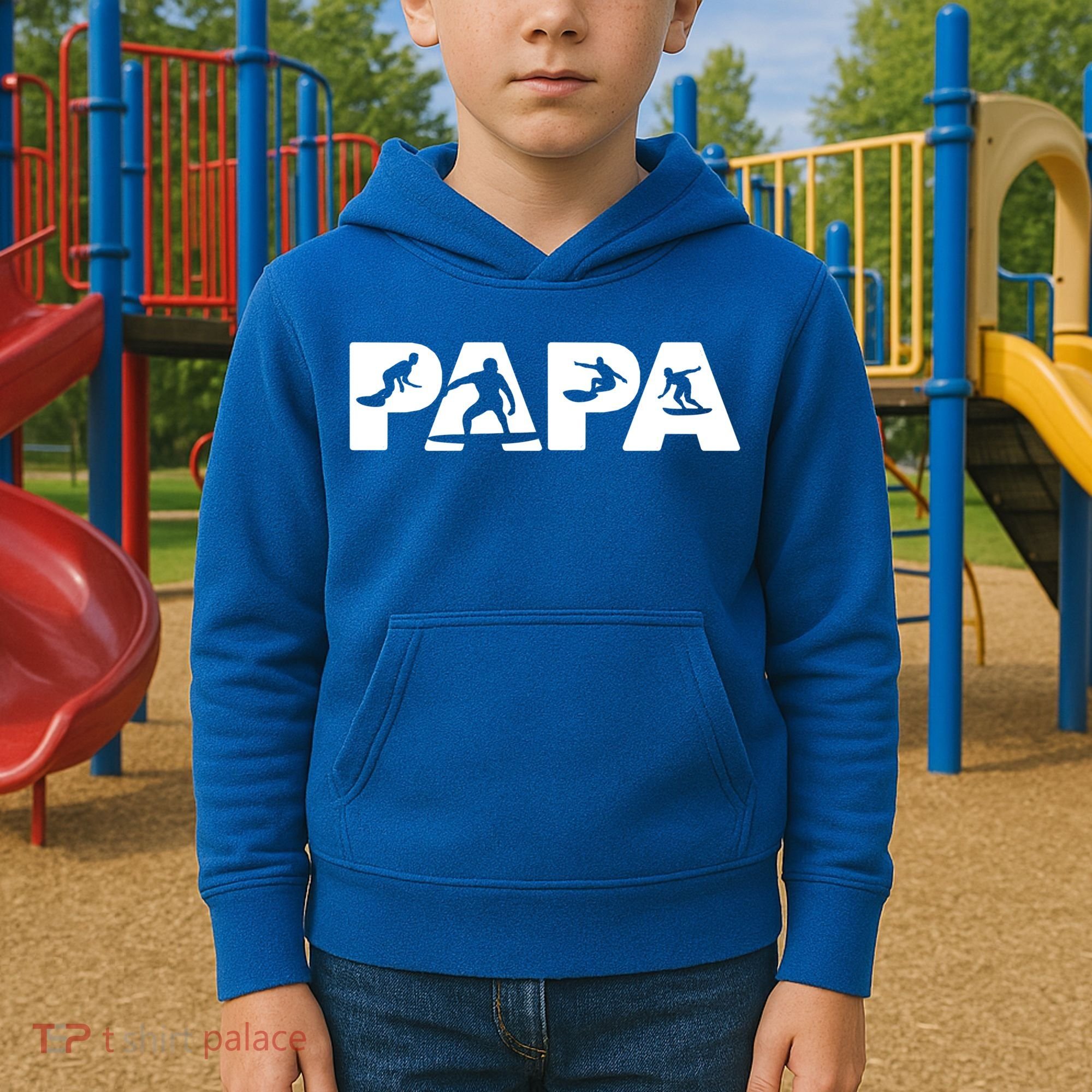 Papa Surf Dad Funny Papa Surfing Fathers Day Funny Gift Kids Hoodie