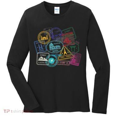 Passport Stamps Edition Travel Women's Long Sleeve Shirt