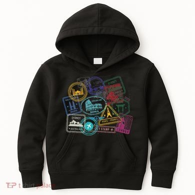 Passport Stamps Edition Travel Kids Hoodie