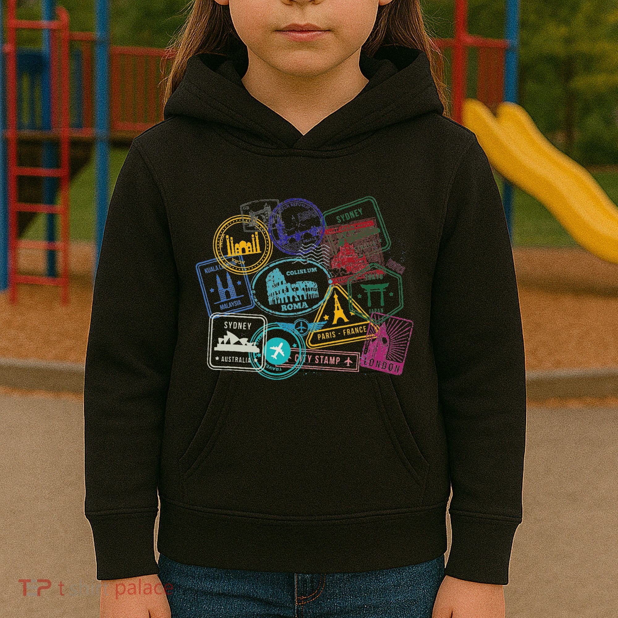 Passport Stamps Edition Travel Kids Hoodie