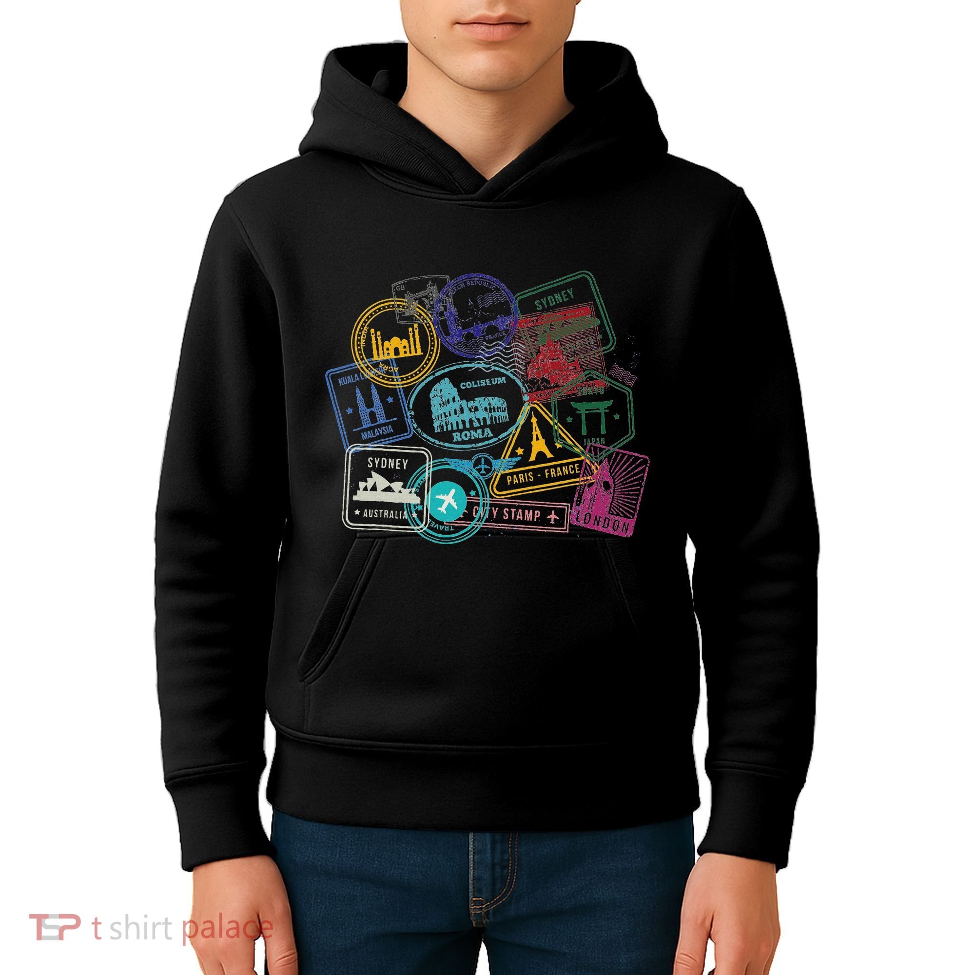 Passport Stamps Edition Travel Kids Hoodie