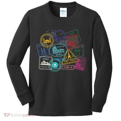 Passport Stamps Edition Travel Kids Long Sleeve Shirt