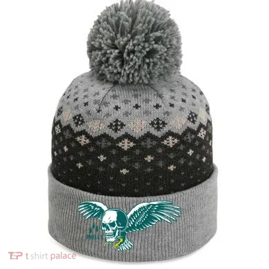 Philly Skull Eagle The Baniff Cuffed Pom Beanie