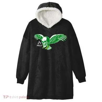 Philly Skull Eagle Hooded Wearable Blanket