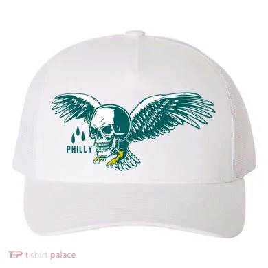 Philly Skull Eagle Yupoong Adult 5-Panel Trucker Hat