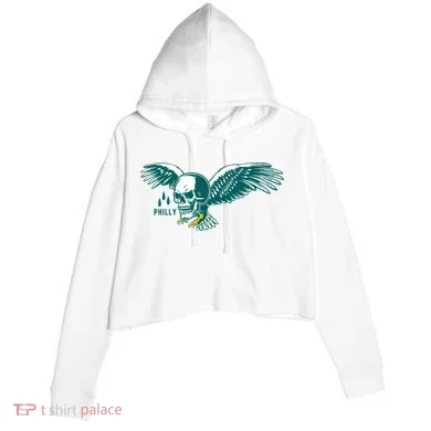 Philly Skull Eagle Crop Fleece Hoodie