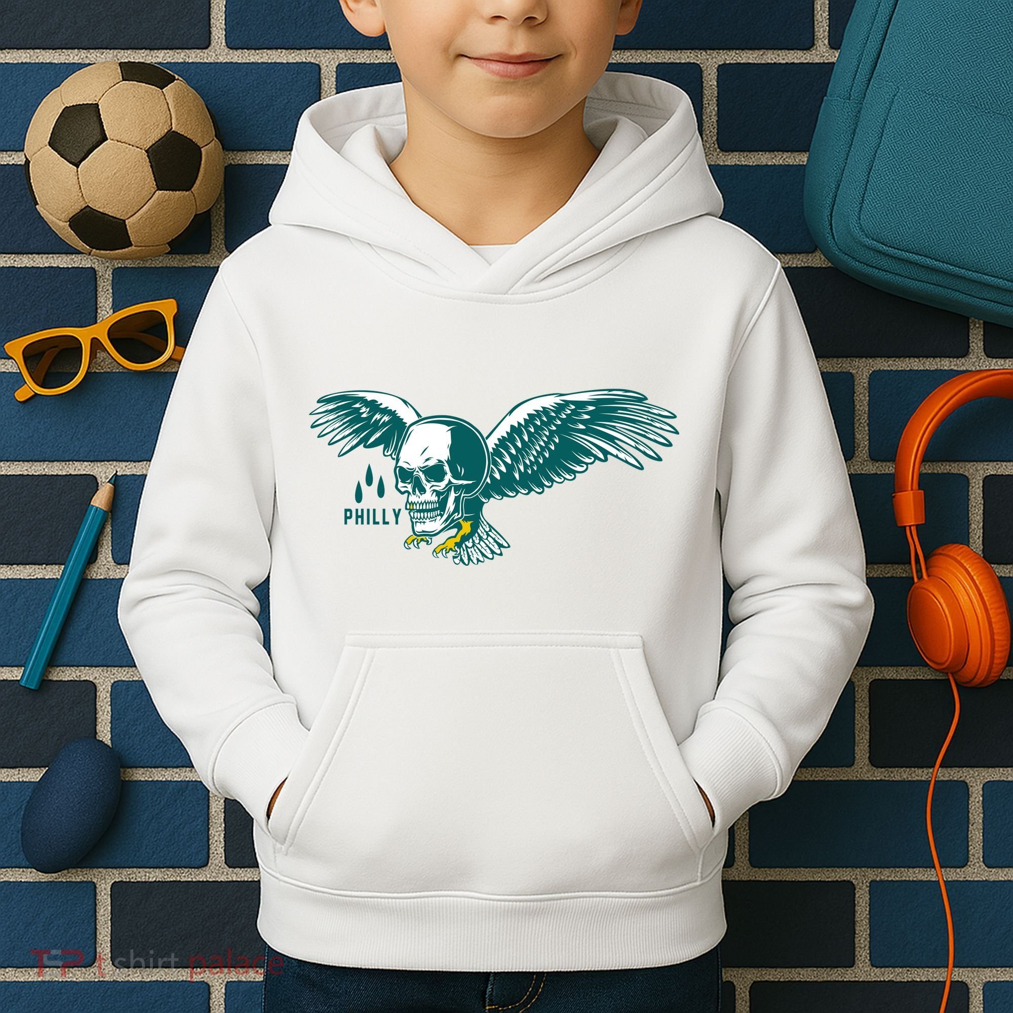 Philly Skull Eagle Kids Hoodie