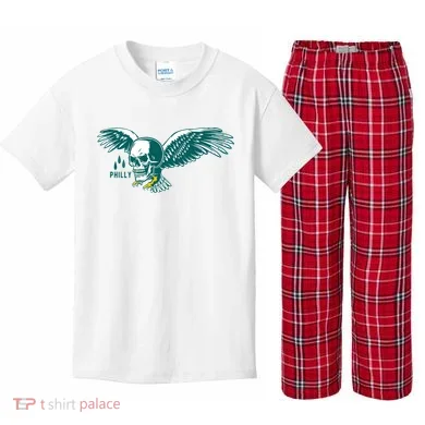 Philly Skull Eagle Kids Plaid Pajama Set