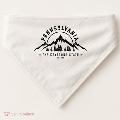 Pennsylvania State Est. 1787 Vintage Mountains Gift USA-Made Doggie Bandana
