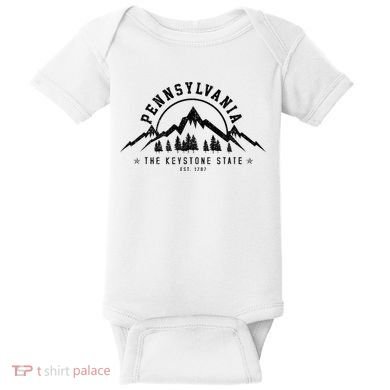 Pennsylvania State Est. 1787 Vintage Mountains Gift Baby Bodysuit