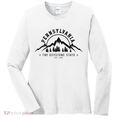 Pennsylvania State Est. 1787 Vintage Mountains Gift Women's Long Sleeve Shirt