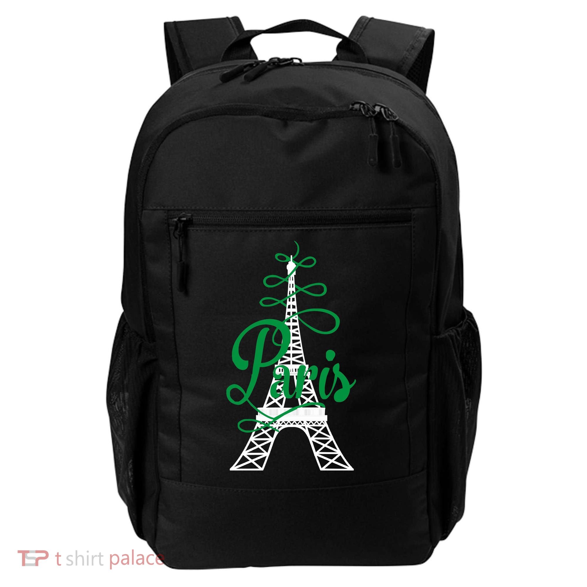 Paris Script Eiffel Tower French France Backpack