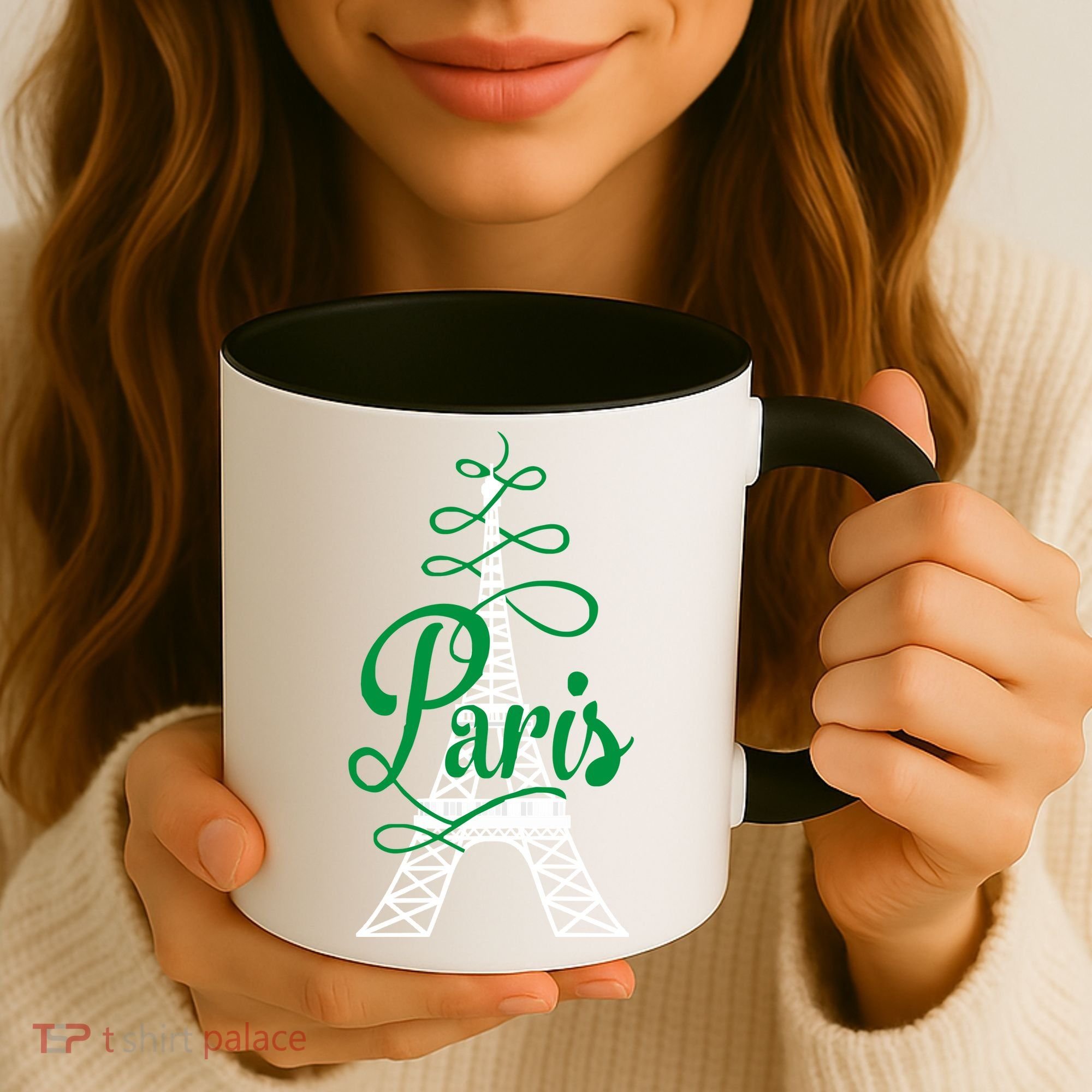 Paris Script Eiffel Tower French France Coffee Mug