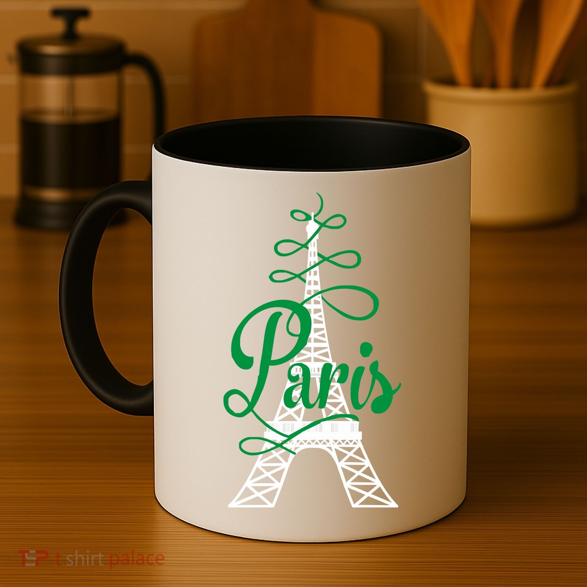 Paris Script Eiffel Tower French France Coffee Mug