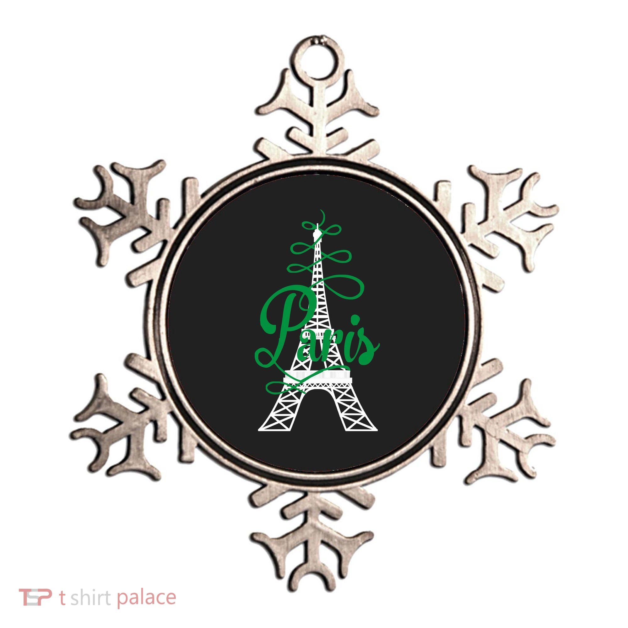 Paris Script Eiffel Tower French France Ornament