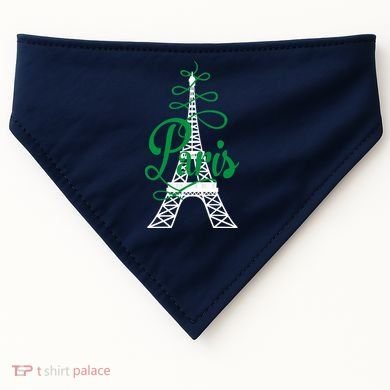 Paris Script Eiffel Tower French France USA-Made Doggie Bandana