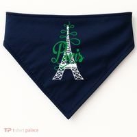 Paris Script Eiffel Tower French France USA-Made Doggie Bandana thumb 0