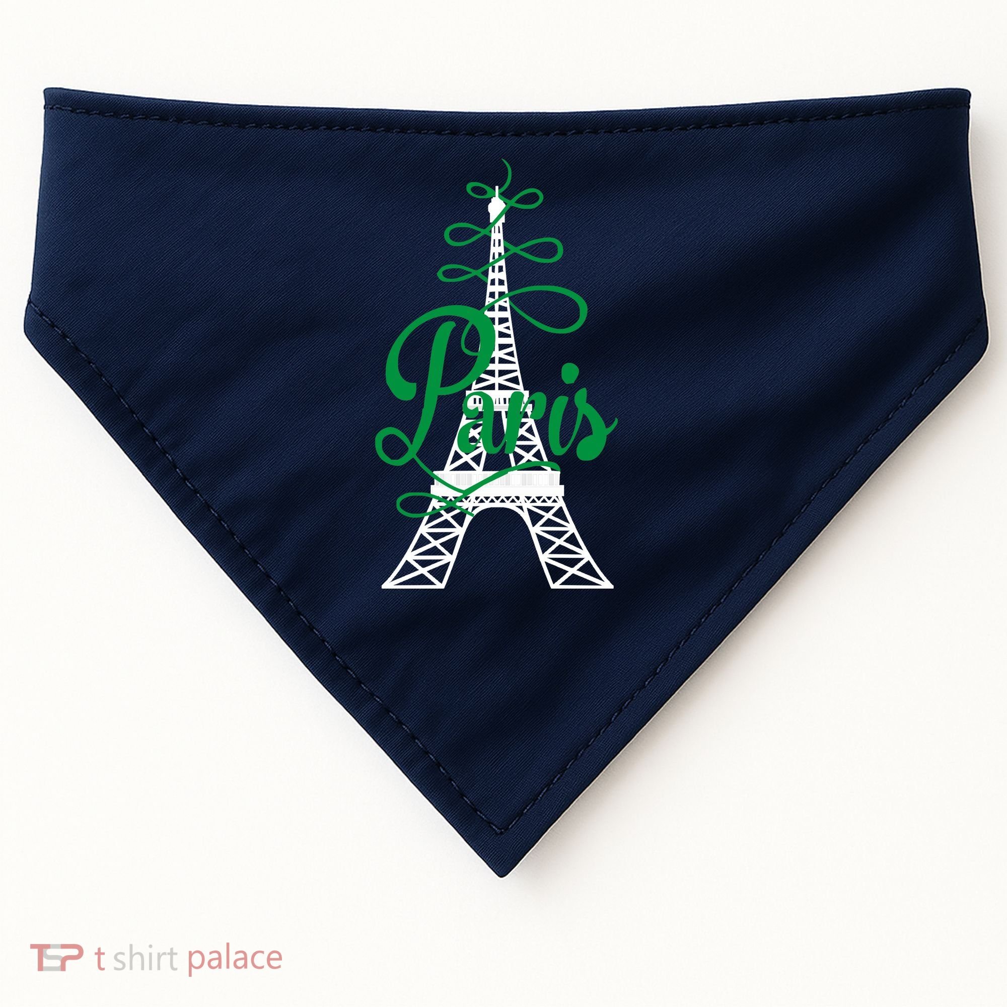 Paris Script Eiffel Tower French France USA-Made Doggie Bandana