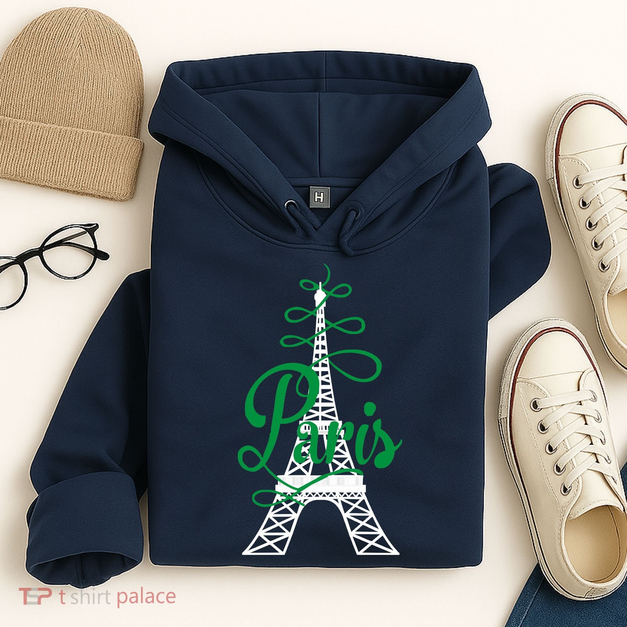 Paris Script Eiffel Tower French France Hoodie