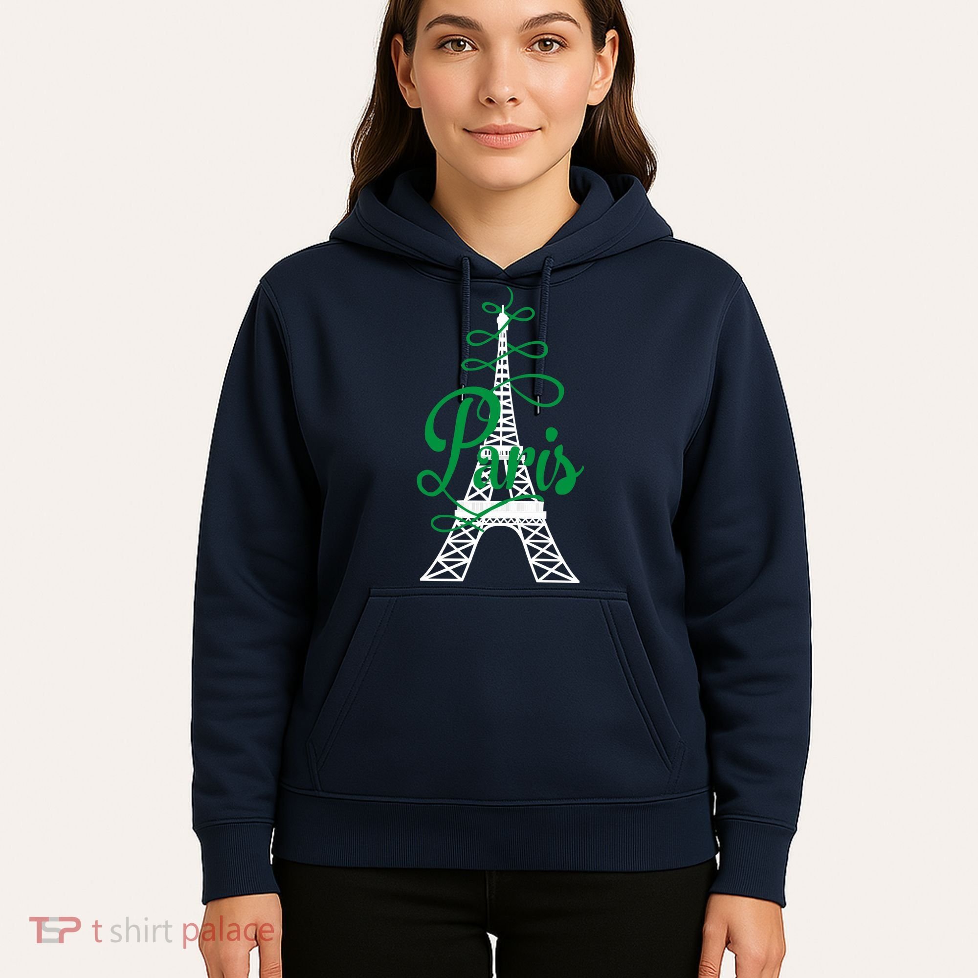 Paris Script Eiffel Tower French France Hoodie