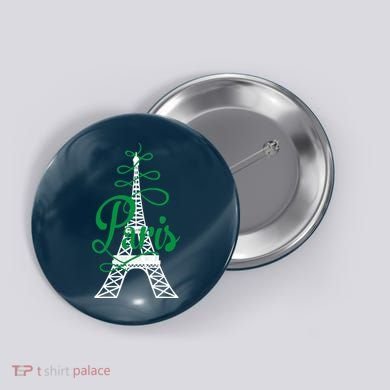 Paris Script Eiffel Tower French France Button