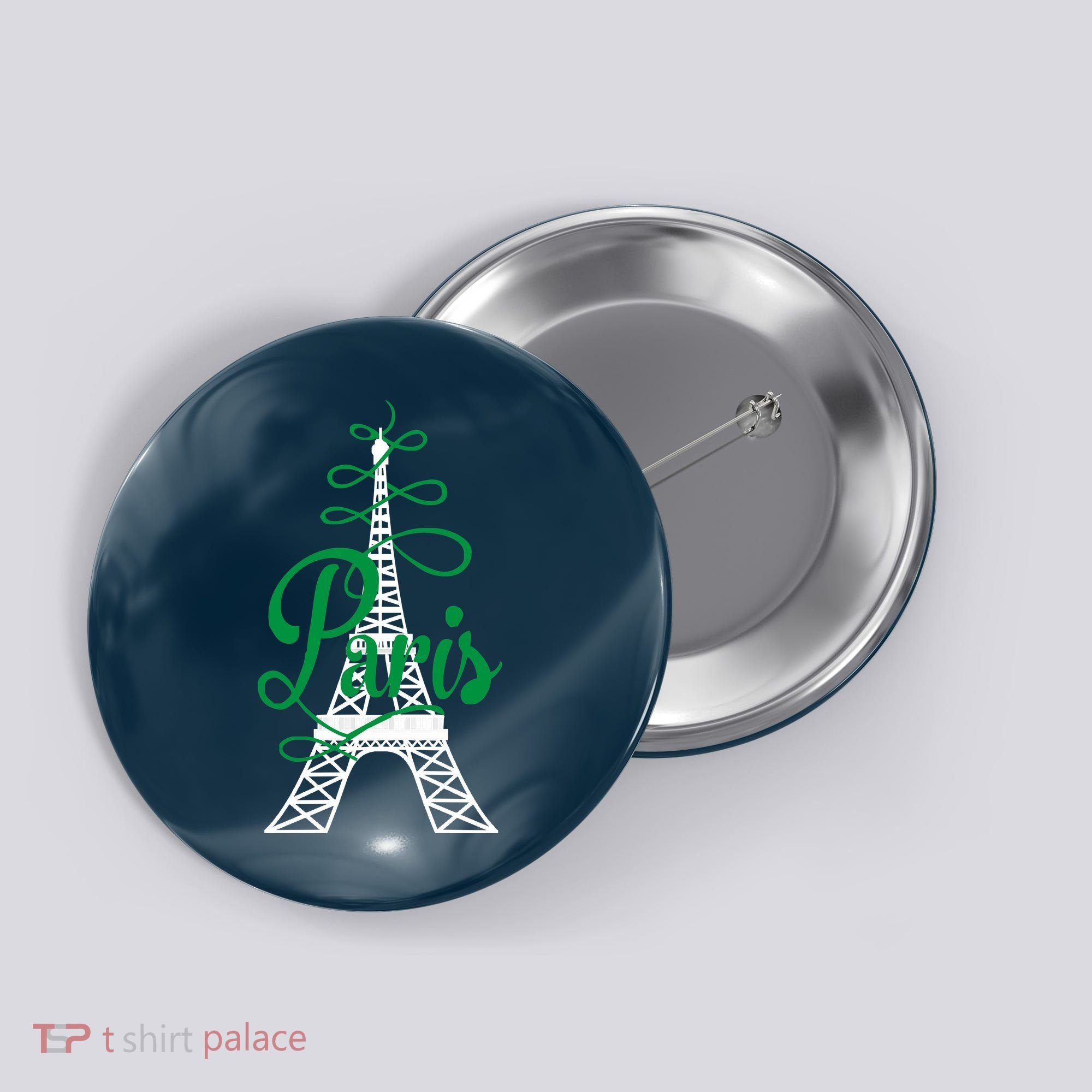 Paris Script Eiffel Tower French France Button