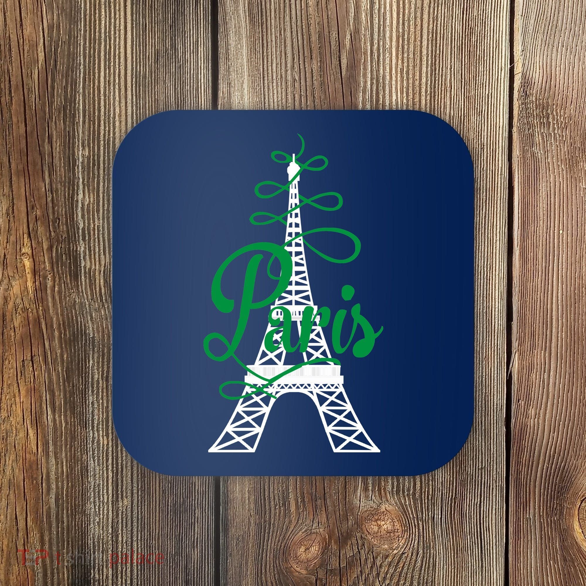 Paris Script Eiffel Tower French France Coaster
