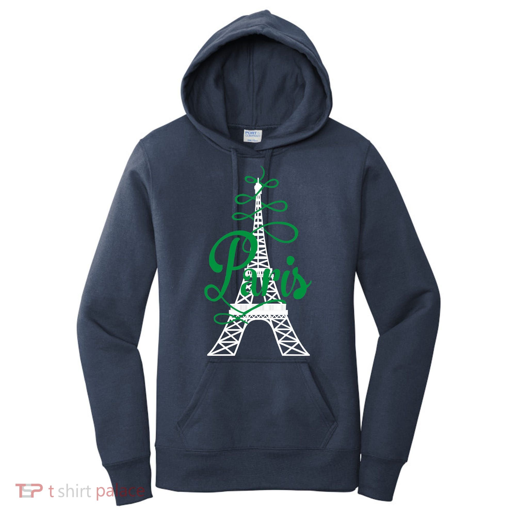 Paris Script Eiffel Tower French France Women's Hoodie