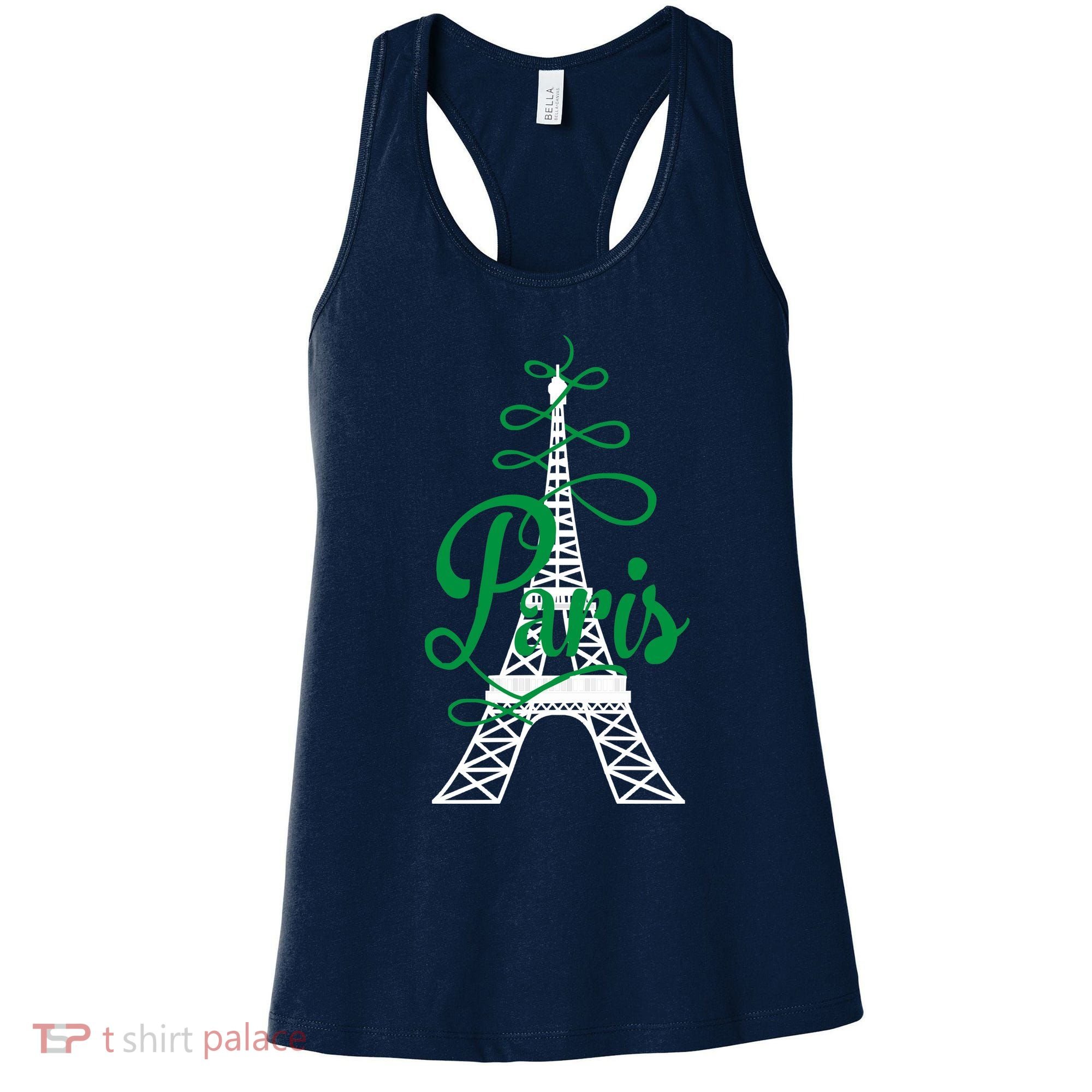 Paris Script Eiffel Tower French France Women's Tank Top