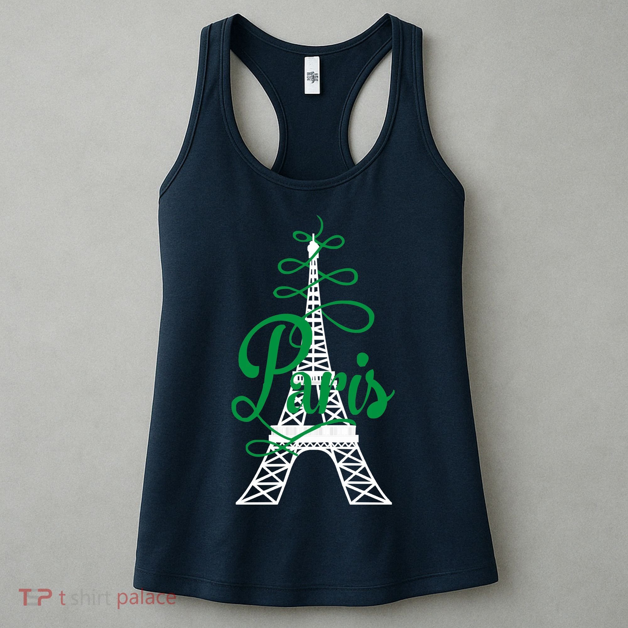 Paris Script Eiffel Tower French France Women's Tank Top