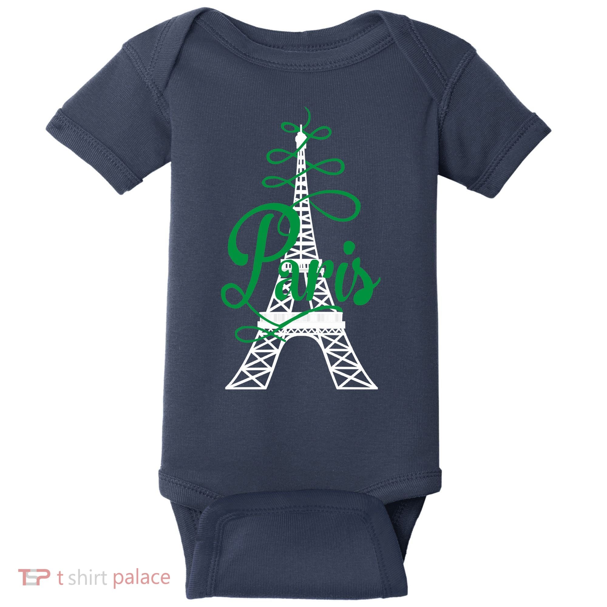 Paris Script Eiffel Tower French France Baby Bodysuit